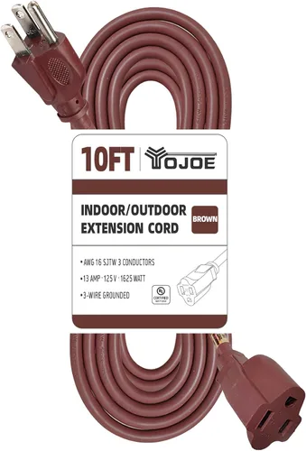 Vista 17 de YOJOE Cable de Extensión, Cable de Alimentación de 3 Clavijas 13A Resistente a la Intemperie, Cable de Extensión Marrón de Servicio Pesado Calibre