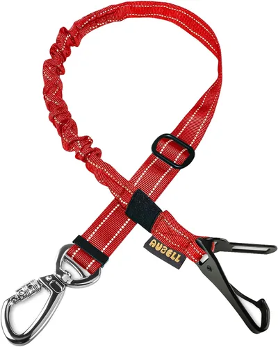 Vista 18 de AUBELL Cinturón de seguridad para perro, 3 en 1, ajustable, reflectante, resistente, arnés de perro con gancho de clip, cierre y hebilla, mosquetón