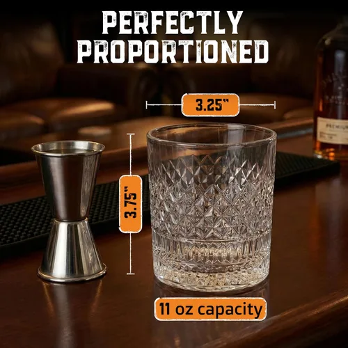 Vista 4 de Vasos de whisky de cristal sin plomo envejecido y carbonizado con base