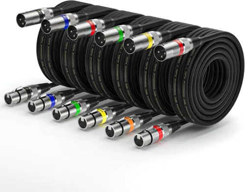 Vista 18 de EBXYA Paquete de 10 cables XLR de 3 pies - Cables de micrófono equilibrados DMX macho a hembra Cables de conexión premium, 3 pines