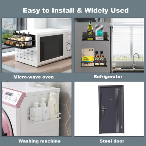Vista 4 de Organizador magnético de especias de un solo nivel, estante de almacenamiento de especias para refrigerador, organización de cocina, fácil