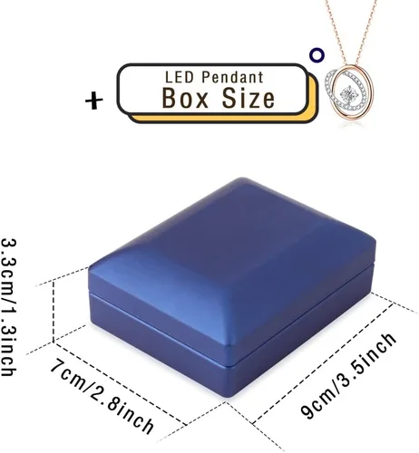 Vista 6 de iSuperb 2 cajas con colgante LED para collar iluminado exhibición de joyas para propuestas compromiso boda regalo azul profundo