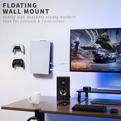 Vista 2 de VIVO Soporte de pared 2 en 1 y debajo del escritorio diseñado para consola de juegos PS5 Playstation 5 Standard y edición digital pantalla de pared