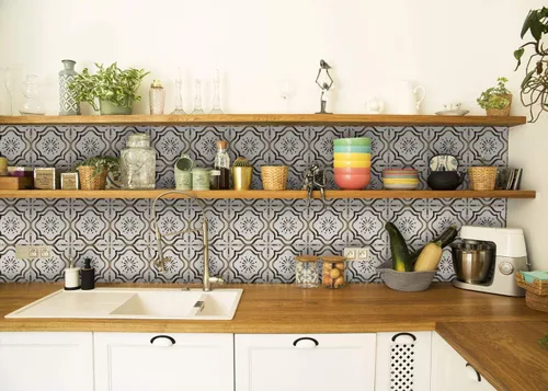 Vista 2 de Mi Alma Colección de calcomanías para azulejos de chimenea, juego de 24 unidades, calcomanías para azulejos en muro para baño, cocina
