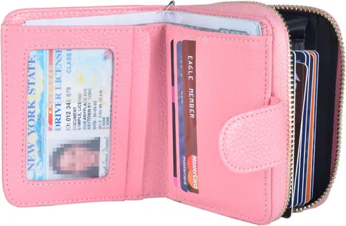 Vista 2 de Beurlike billetera de cuero, con tarjetero con bloqueo RFID, organizador, billetera segura para mujer