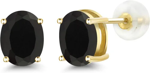 Vista 144 de Gem Stone King Aretes de oro de 14 quilates con piedra natal ovalada de 0.315 x 0.236 in Aretes de oro para mujer