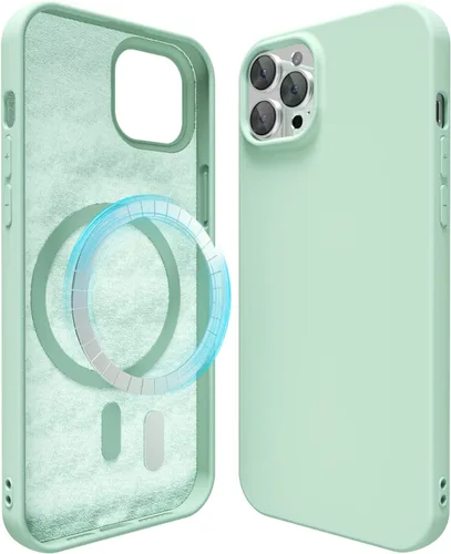 Vista 205 de oakxco Funda de silicona para iPhone 12 Pro Max, magnética, compatible con carga inalámbrica Magsafe, cubierta protectora de goma suave y delgada