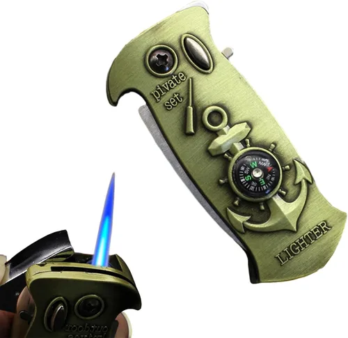 Vista 8 de Fun Compass - Encendedor multifuncional a prueba de viento, encendedor creativo de paso, encendedor de butano recargable, inflable, fresco, regalo
