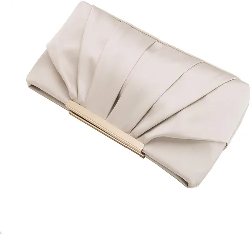 Vista 3 de CHARMING TAILOR Bolso de noche elegante plisado de satén formal simple y elegante para mujer