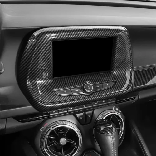 Vista 3 de Voodonala Cubierta del panel de navegación central para Chevy Camaro compatible con Chevy Camaro 2017-2023 (ABS, fibra de carbono negro, 7 pulgadas)