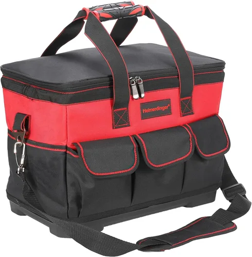 Vista 2 de Bolsa de herramientas de 17 pulgadas con correa de hombro ajustable, bolsas de herramientas de boca ancha, bolsa organizadora de herramientas