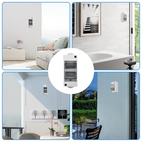 Vista 3 de Caja de protección de distribución de ABS IP65, caja de distribución de disyuntor impermeable de 2 vías, caja de distribución de 2 rieles DIN Caja