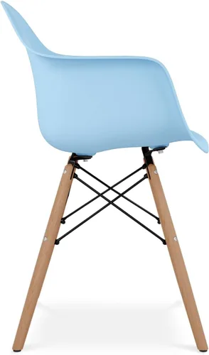 Vista 5 de Sillones piramidales de plástico y madera de haya de 17.5" en azul (juego de 2)