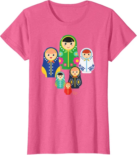 Vista 52 de Matryoshka Russian Nesting Dolls, Rusia - Camiseta de regalo, Azul / Patchwork, S