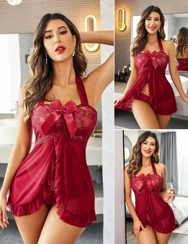 Vista 4 de Avidlove - Lencería para mujer, talla grande, de encaje, babydoll, lencería de maternidad, sexy, para embarazadas, tallas XS-5XL