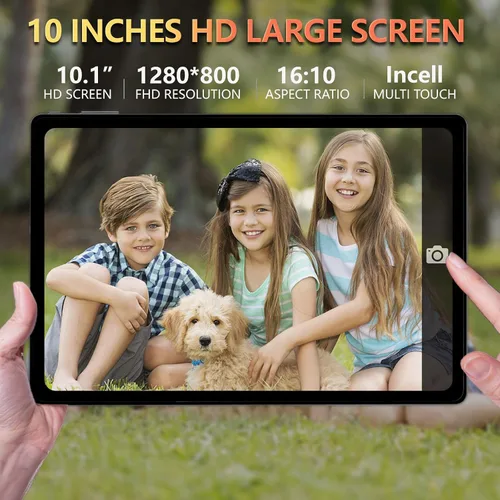Vista 2 de Tablet Android de 10.1 pulgadas, 8 GB de RAM 128 GB de almacenamiento, Android 12 Oct-core procesador, 5 millones+13 millones de cámaras duales