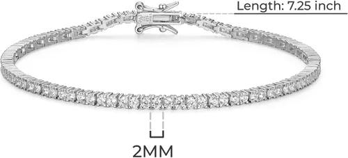 Vista 5 de Tienda Essentials Pulsera de tenis chapada en plata de ley con circonita cúbica de corte redondo