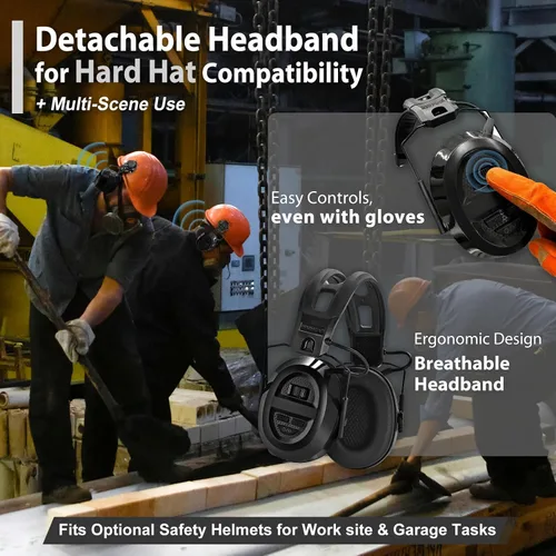 Vista 8 de PROHEAR 039 Bluetooth 6.0 Hearing Protection with 26dB NRR OSHA Approved, Rechargeable 1100mAh Battery for 4 wks Runtime