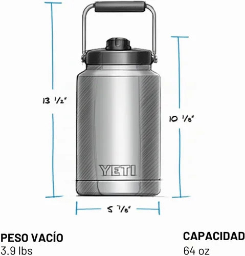 Vista 4 de YETI Rambler Jarra de Medio Galón, Aislada al Vacío, A Prueba de Fugas, Acero Inoxidable con MagCap Rosa (Tropical Pink)