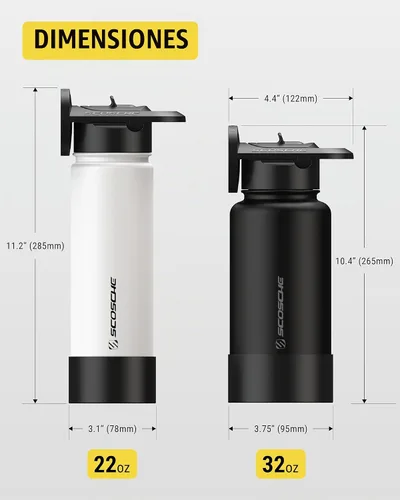 Vista 11 de Scosche MFMS22 MagicMount Flask - Botella de agua de acero inoxidable de 22 onzas con soporte de montaje MagSafe para teléfono, frasco aislado 12H
