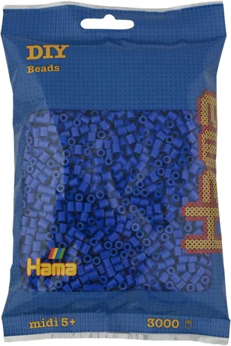 Vista 14 de Hama Perlen 201-49 Iron-On Beads Bag with Approx. 3000 Midi Craft Beads with Diameter 5 mm in Azure Blue, Creative Craft Fun for Young and Old