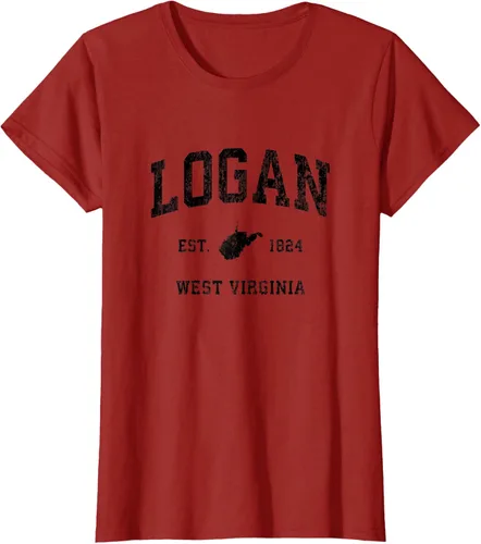 Vista 21 de Logan West Virginia WV - Camiseta deportiva clásica negra, Gris