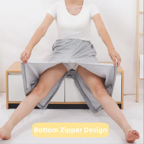 Vista 2 de WEEOATAR Ropa para pacientes postrados en cama,Pantalones postoperatorios abiertos completos,Pantalones de atención al paciente,Ropa