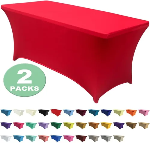 Vista 22 de ABCCANOPY - Paquete de 2 manteles elásticos de elastano de 4 pies Fitted, Washable and Wrinkle Resistant Table Protector for Wedding