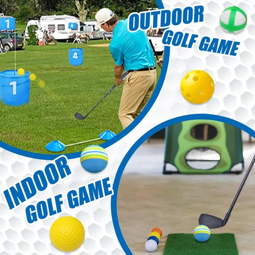 Vista 6 de Club de juego de astillado de golf, eje de metal retráctil, juego de golf de velcro, club de plástico para jóvenes, adultos, para entrenamiento