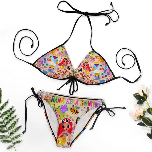 Vista 7 de Mananas seras Bonitos - Traje de baño de dos piezas para mujer Karols G Sexy traje de baño Halter String Triangle Bikini Sets
