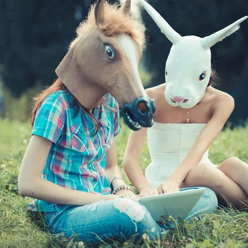 Vista 2 de Halford Unicorn Mask, Horse Mask, Funny Latex Cute Animal Full Head Mask Novelty Cosplay Party Props for Adults