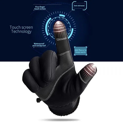 Vista 4 de Guantes de nieve y snowboard impermeables, guantes de invierno mejorados para hombres y mujeres con pantalla táctil cálida, guantes de esquí a