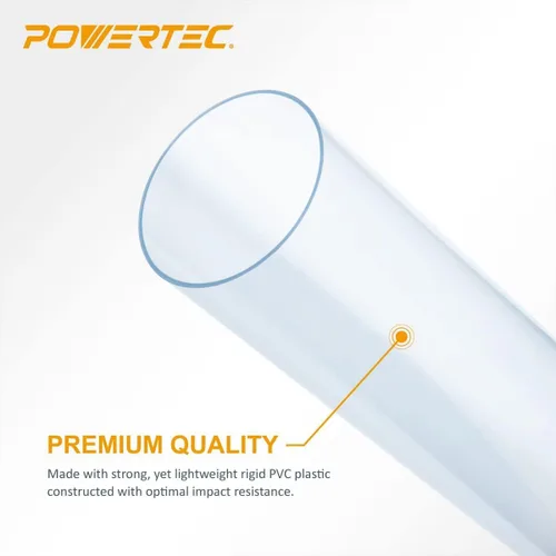 Vista 12 de POWERTEC 70427 Tubo de PVC transparente de 4 x 36 pulgadas de largo con control de polvo de 4 pulgadas, puño flexible y barrido de piso