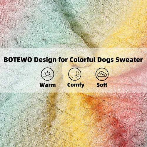 Vista 3 de Suéter de punto para perro: suéter colorido para cachorro, disfraz de perro cálido de invierno, suéter de cuello alto para mascotas, gatos