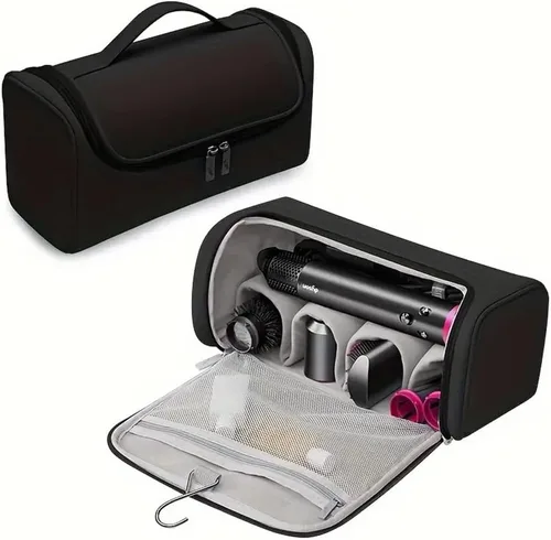 Vista 8 de Bolsa de viaje para herramientas para el cabello, funda de transporte Shark Flexstyle, organizador de herramientas para el cabello de apertura Gris