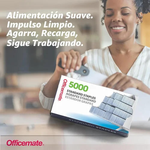 Vista 7 de Officemate Grapas estándar: puntas de cincel, 5 cajas de 5,000 grapas, longitud de pierna de 1/4 de pulgada, compatibilidad universal, suministros
