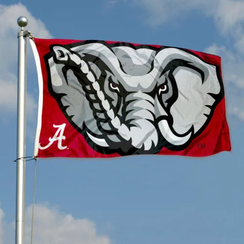 Vista 3 de College Flags & Banners Co. Bandera grande de cabeza de elefante de Alabama Crimson Tide 3x5