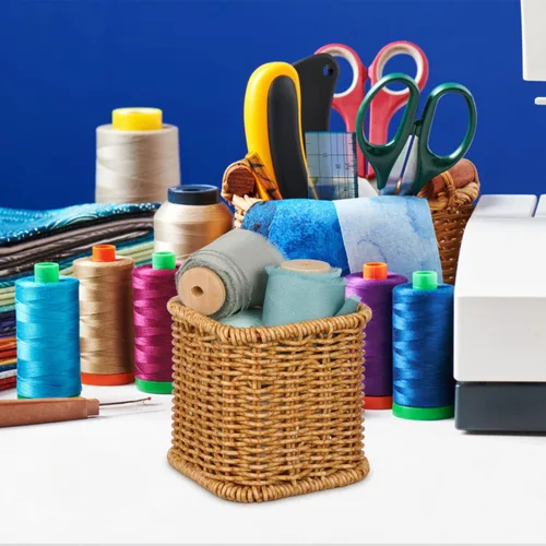 Vista 8 de Yardwe Portalápices tejido de 4 pulgadas, caja de almacenamiento decorativa de papelería para organizador de escritorio de oficina y contenedor