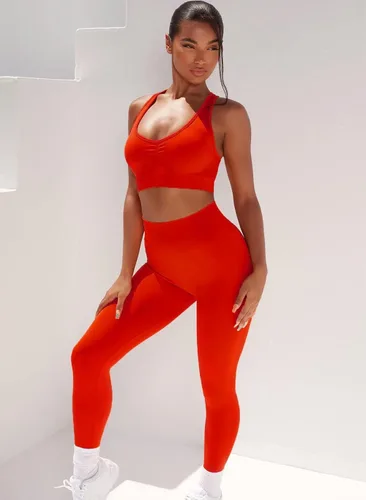 Vista 5 de MATIRD Conjuntos de entrenamiento para mujer 2 piezas sin costuras para yoga gimnasio conjunto de ropa deportiva leggings de cintura alta brasier