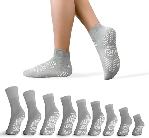 Vista 2 de AMERICAN HOSPITAL SUPPLY Calcetines antideslizantes con agarre – 6 pares Calcetines hospitalarios para hombres y mujeres Antideslizantes