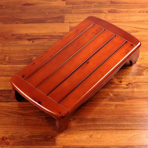 Vista 7 de Taburete de baño de madera para sofá, banco de pasos, taburete pequeño de cedro, tapete rectangular de madera, taburete de ducha, pedal impermeable