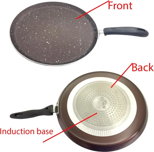 Vista 3 de G & D Sartén antiadherente Dosa Roti-Chapati Tawa Plancha de utensilios de cocina Base de inducción Sartén de aluminio para panqueques Paratha Roti
