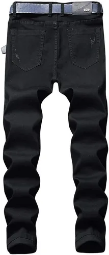 Vista 2 de IDEALSANXUN - Jeans elásticos para hombre, con diseño ajustado y rasgado
