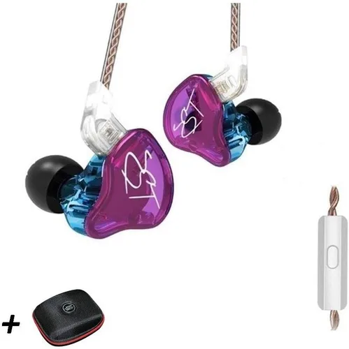 Vista 5 de Auriculares KZ ZST, dinámicos, híbridos, controlador dual en oídos, negro con micrófono