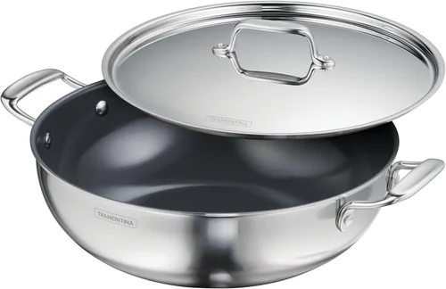 Vista 15 de Tramontina Utsava - Kadai de acero inoxidable con revestimiento de tres