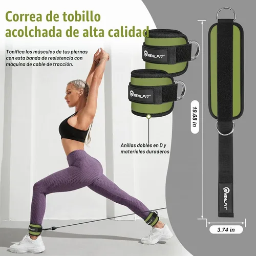Vista 2 de NEALFIT Correa de tobillo para máquina de cable, tobillera de gimnasio para patadas, extensiones de piernas, entrenamientos de glúteos, abductores