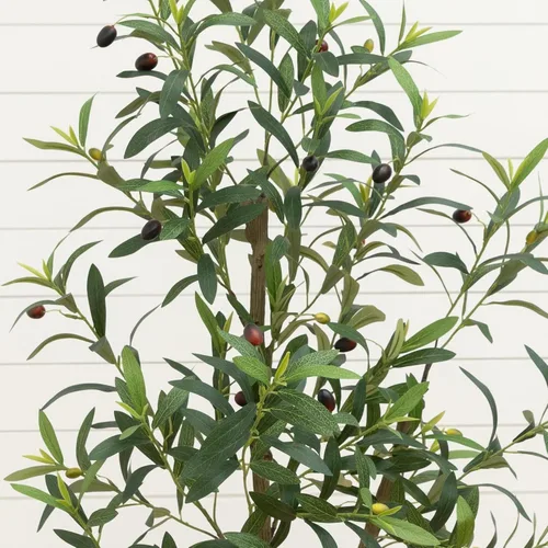 Vista 4 de Nearly Natural 4 ft Artificial Olive Tree in White Decorative Planter