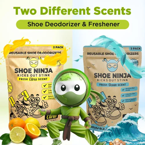 Vista 7 de Desodorizante de zapatos Shoe Ninja - Eliminación de olor de zapatos con carbón activado, removedor de olores de zapatos versátil y reutilizable