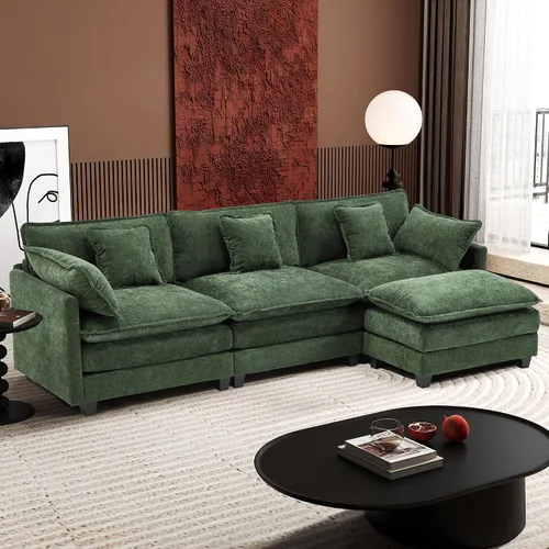 Vista 44 de Ihanherry - Sofá de nube de 3 plazas en L, modular, de asiento profundo, para sala de estar, cómodo cojín de asiento tapizado de doble capa, tela