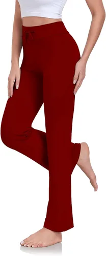 Vista 3 de ADANIKI Pantalones largos de modal y cómodos con cordón para mujer, pierna recta, para yoga, correr, deportes